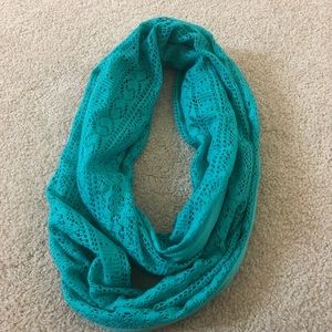 Blue infinity scarf with lace overlay!